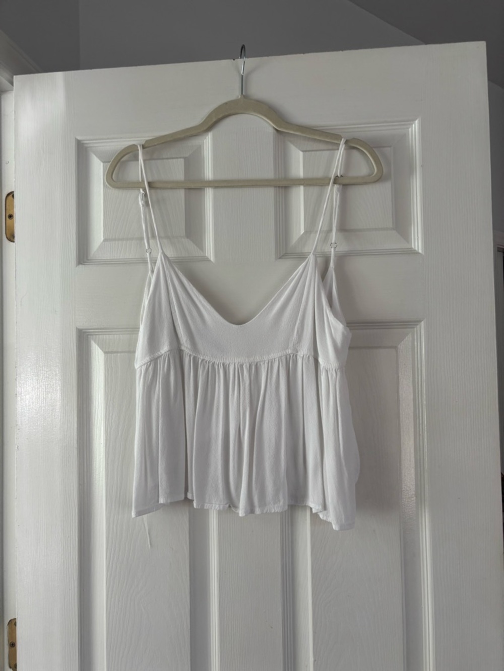 White Women's Sleeveless V-Neck Babydoll Tank Top